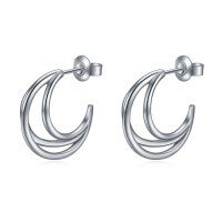 wholesale S925 Silver Gold-Plated Minimalist Design Crescent Moon Stud Earrings Set for Women-925 silver crescent earrings (silver)