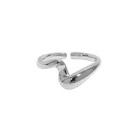 wholesale S925 sterling silver minimalist wave twist smooth texture open ring for women, Korean version, ins-JF789 [White Gold] &gt; Opening adjustable