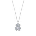 Sterling Silver Lovely Heart Bear Pendant Necklace-0-3