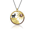 wholesale 925 Silver Designer High-End Gemstone Pendant with Animal and Natural Elements, Featuring Genuine Citrine Necklace-0-7