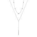 wholesale 925 Sterling Silver New Y-Shaped Double-Layered Stackable Necklace, Ins-Style Minimalist Pendant with Zirconia, Long Chain-0-4
