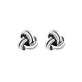 wholesale S925 Sterling Silver Retro Vintage Handmade Braided Stud Earrings, Unisex Trendy Versatile Street Style-0-4