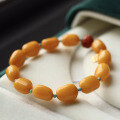 wholesale Metal material first Manufacturer wholesale natural chicken oil yellow old wax irregular shape about 10mm single strand bracelet amber full color chicken oil yellow bead bracelet-0-1