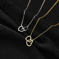 wholesale S925 Sterling Silver Korean Style Minimalist Hollow Heart Polished Heart Clasp Lady Choker Necklace D8051-S925 silver necklace silver model 925 silver