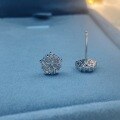 wholesale S925 sterling silver minimalist and elegant snowflake crystal diamond stud earrings, sweet and unique small trendy birthday gift-0-3