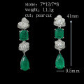 wholesale Gold Plated 925 Silver Emerald Green High Carbon Diamond Bójiā Rose Waterdrop Luxury Jewelry Earrings for Women-0-1