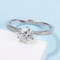 wholesale [925 Sterling Silver] Tonglin Classic Moissanite Engagement Ring for Women, Moissanite Diamond Ring Band, Drop Shipping Available-0-2