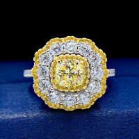 wholesale 18K Gold 2ct Radiant Yellow Diamond Center Stone Ring for Women, Luxurious Simulated Diamond Ring, Drop Shipping-Yellow>No. 6