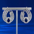 wholesale S925 Silver Fashion Gala Style Luxury Inlaid 6*8mm Blue Sapphire Earrings High-End Sense Women's Live Broadcast Drop Shipping-0-3