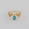 wholesale S925 silver plated with 14K gold Swiss blue + sky blue ring in Japanese minimalist luxury style-0-2