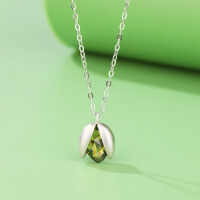 wholesale S925 Silver Minimalist Small Fresh Open Fruit Pendant Necklace, Niche Design, Light Luxury Collarbone Chain, Gift-Platinum