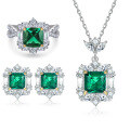 wholesale S925 Sterling Silver High-End Colored Gemstone Jewelry Set with a Designer Touch, Opulent Emerald Necklace, and Earrings Featuring a Sense of Luxury and Sophistication-0-0