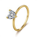 18K Gold Plated S925 Silver 1ct Moissanite Heart-Shaped Ring-0-3