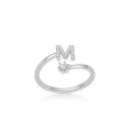 wholesale S925 Sterling Silver 26 Letter Ring, Fashionable Minimalist Everyday Versatile Open-Ended Adjustable One-Size Ring-0-17
