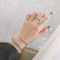 wholesale S925 Sterling Silver Korean Style Versatile Silver Bracelet Ins Minimalist Vintage Distressed Round Open Bangle for Women-0-2