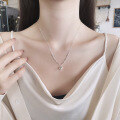wholesale S925 Silver Cloud Tide Pavilion Fashionable and Personalized Internet-Famous Love Geometric Design Sweet and Cool Temperament Versatile Women's Necklace-0-3
