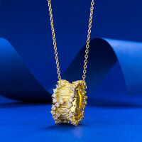 wholesale S925 Gold-Plated Silver Necklace with Ancient Method Fashion Exquisite Wire Drawing Design Small Waist Pendant Chinese Style Necklace for Distribution-N447 Ancient Slender Waist Pendant [with chain]  925 Silver