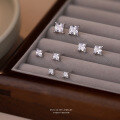wholesale S925 Sterling Silver Fashion Princess Cut Zircon Stud Earrings for Women, Exquisite and Versatile Four-Prong Square Sugar Earrings, Light Luxury High-End Feel-0-0