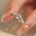 925 Silver Moissanite V-Shape Stackable Ring-0-1