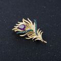 wholesale S925 Sterling Silver Designer Natural Amethyst Feather Brooch with a Sense of High-End Luxury-0-2