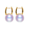 wholesale 18K Gold Japanese Seawater Pearl Earrings Women's Round Fashion Minimalist Studs Akoya Ear Clips Strong Light Bulb-0-4