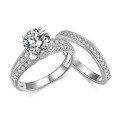wholesale Sterling Silver New 75mm Round 15ct Moissanite Vintage Dewdrop Edge Ring Set Women's Engagement Ring-0-4