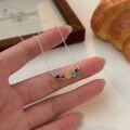 wholesale S925 Sterling Silver Colorful Enamel Smiley Pendant Necklace Women New Simple Rainbow Personality Collarbone Chain-0-2