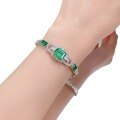wholesale S925 Sterling Silver Simulated Emerald 8*10 Bracelet for Women, Exuding an Elegant and Sophisticated European-American Style-0-4