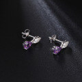 wholesale S925 Silver New Light Luxury Natural Amethyst Gemstone Earrings French Romantic Style Inlaid with Natural Colored Gemstones-0-1