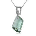wholesale S925 Silver Colorful Green Amethyst Necklace Pendant Fashionable Luxurious High-End Irregular Gemstone Drop-0-4