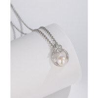 wholesale 925 Sterling Silver Freshwater Pearl Pendant Necklace for Women, Summer Accessories New Small and Exquisite High-End Sense Collarbone Chain Versatile-Freshwater Pearl Necklace 925 Silver