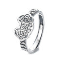 wholesale S990 Silver Vintage Style Antique-Inspired Creative Peace Lock with Lucky Coin Design Adjustable Ring for Men and Women-0-6