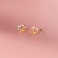 wholesale S925 Sterling Silver Korean Style Hollow-Out Small Heart Stud Earrings with Light Beads, Model M01499-0-0
