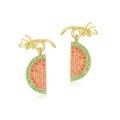 wholesale S925 silver plated with 10K gold Korean creative watermelon fruit earrings cute and fresh earrings one-piece drop shipping-0-5
