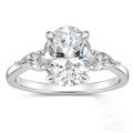 wholesale S925 Sterling Silver Cross-Border Wholesale 3-Carat Oval Moissanite Ring for Women, European and American Oval Ring Silver Jewelry Light Luxury-0-5