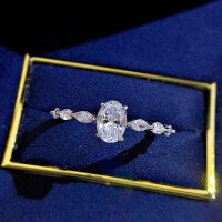 wholesale S925 Silver New Style Pigeon Egg Diamond Ring for Engagement, High Carbon Diamond Ring for Women-R036 White No. 8