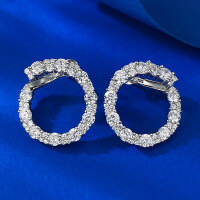 wholesale S925 Sterling Silver European and American Style Earrings, Fashionable and Versatile Commuter Essential, Red Blue Green Pink White Diamond Stud Earrings, Cross-Border Style Available for Dropshipping-E506 White Diamond &gt;925 Silver