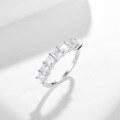 wholesale S925 Sterling Silver 35mm Princess Cut Moissanite Ring for Women, Everyday Versatile Style, Popular on Instagram for Cross-Border Independent Websites-0-1