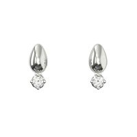 Sterling Silver Diamond Accent Smooth Teardrop Stud Earrings-[White Gold] 30 Point Moissanite / with GRA Certificate  925 Silver