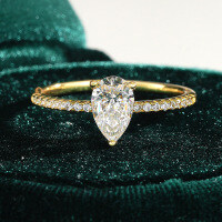 18K Gold Plated S925 Silver Moissanite Pear-shaped Halo Ring-1ct (set with moissanite)  6 yards