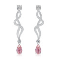 wholesale S925 silver new jewelry imported high-carbon diamond 7*11 pink diamond teardrop earrings, popular in celebrity live broadcasts-0-4