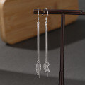 wholesale Sterling Silver S925 Full Body Cat and Fishbone Long Drop Dangle Earrings for Women Cute Ear Accessories Factory Wholesale-0-0