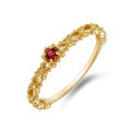 wholesale S925 silver plated with K gold, Dunli Jewelry new Japanese-style light luxury jewelry lab-grown ruby ring-0-0