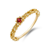 wholesale S925 silver plated with K gold, Dunli Jewelry new Japanese-style light luxury jewelry lab-grown ruby ring-Lab-grown ruby ring  Size 8 (Mido)