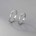 wholesale S925 silver frosted couple ring, Korean-style geometric personality unisex jewelry R00244-0-2