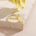 wholesale S925 Sterling Silver Hot-selling Cross-border Natural Moonstone Ring for Women, Versatile Fashion Gold-colored Band, Niche Luxury Hand Jewelry-0-3