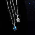 Sterling Silver Natural Blue Topaz Moissanite Necklace Pendant-0-0