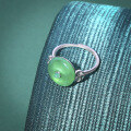 wholesale S925 Sterling Silver New Chinese Style Green Chalcedony Ring for Women, Modern National Trend Minimalist Design, Exquisite Peace Buckle, Unique and High-End Fashion Ring-0-1