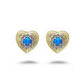 wholesale S925 Gold-Plated French Light Luxury Two-Tone Heart-Shaped Blue Opal Wire Drawing Process Earrings-0-4