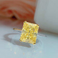 wholesale S925 Sterling Silver New Simulation Yellow Diamond 8*10 Radiant Cut Ring, Small and Stylish Street Photography Women's Jewelry-0-1
